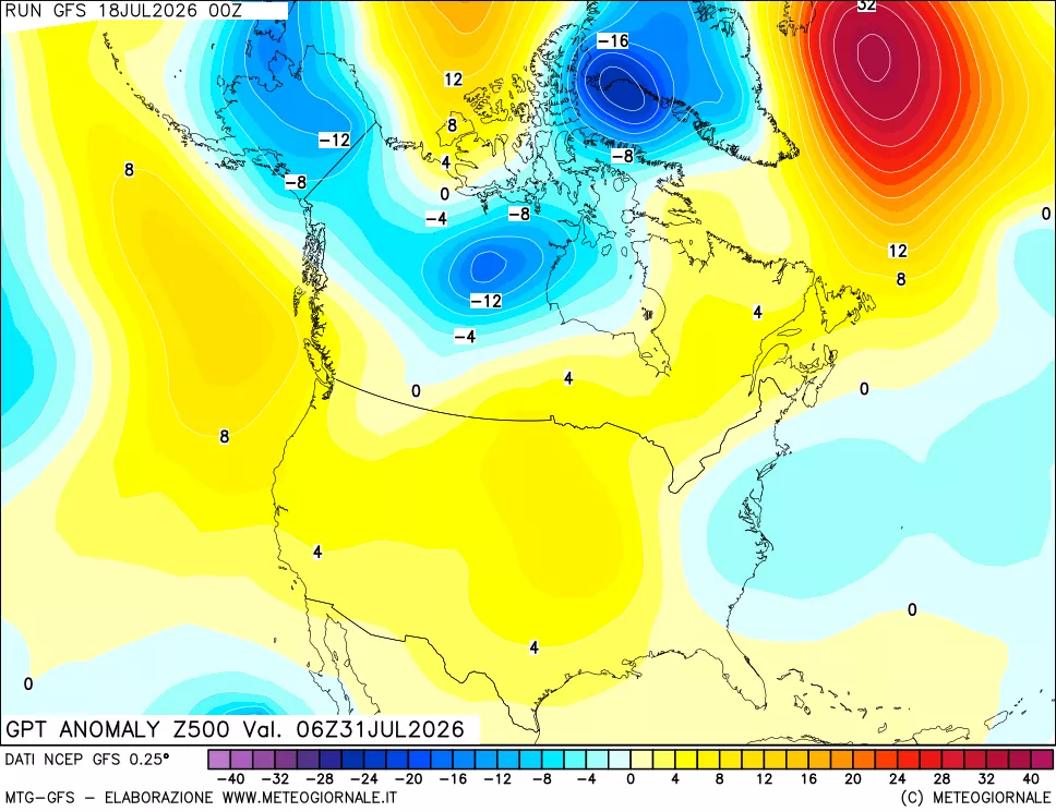 mappa 500 hPa GPT Anomaly vs Cli.No 1981-2010