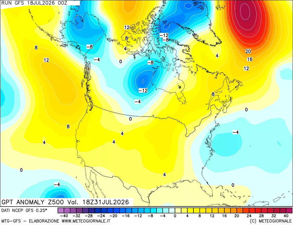 mappa 500 hPa GPT Anomaly vs Cli.No 1981-2010