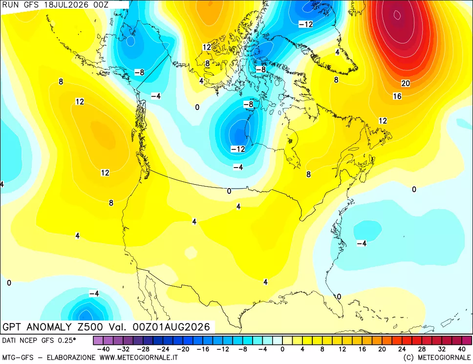 mappa 500 hPa GPT Anomaly vs Cli.No 1981-2010