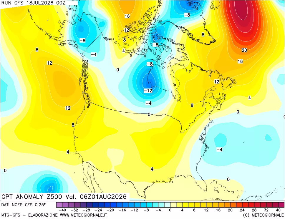 mappa 500 hPa GPT Anomaly vs Cli.No 1981-2010