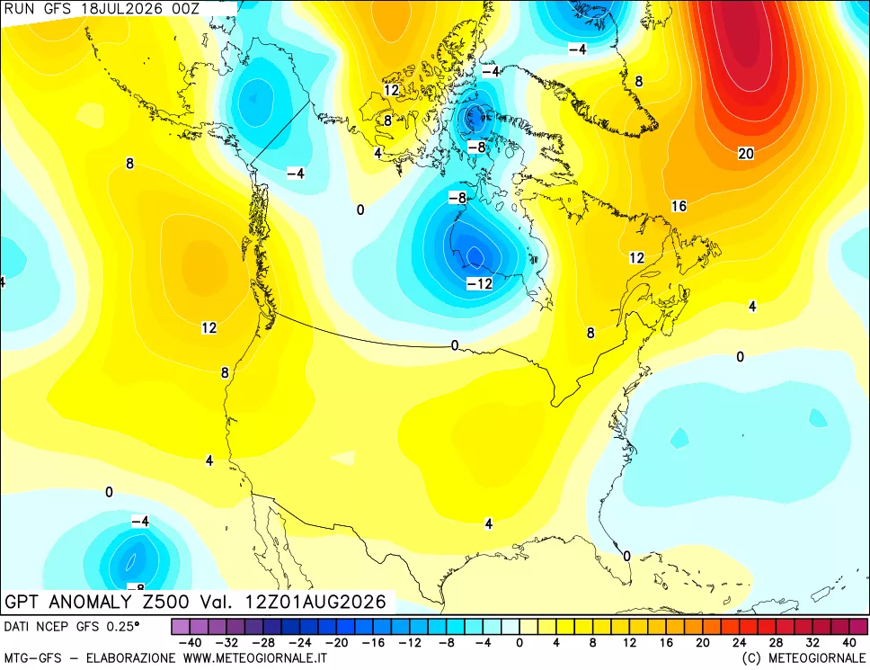 mappa 500 hPa GPT Anomaly vs Cli.No 1981-2010