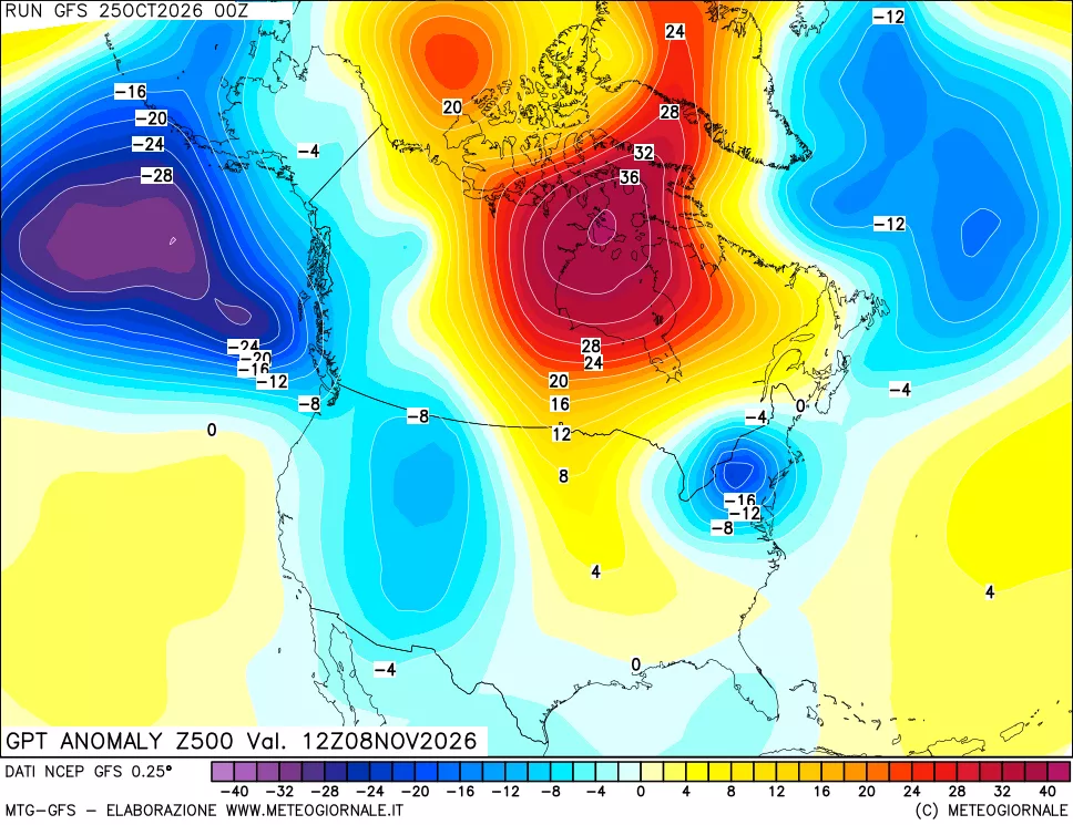 mappa 500 hPa GPT Anomaly vs Cli.No 1981-2010