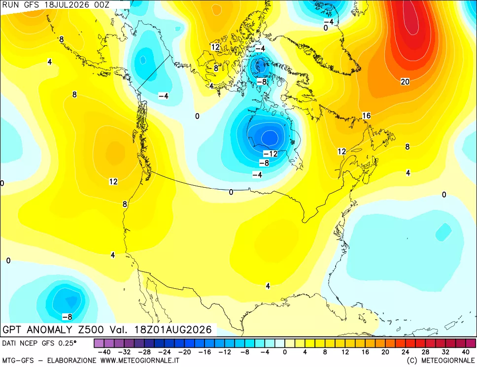 mappa 500 hPa GPT Anomaly vs Cli.No 1981-2010