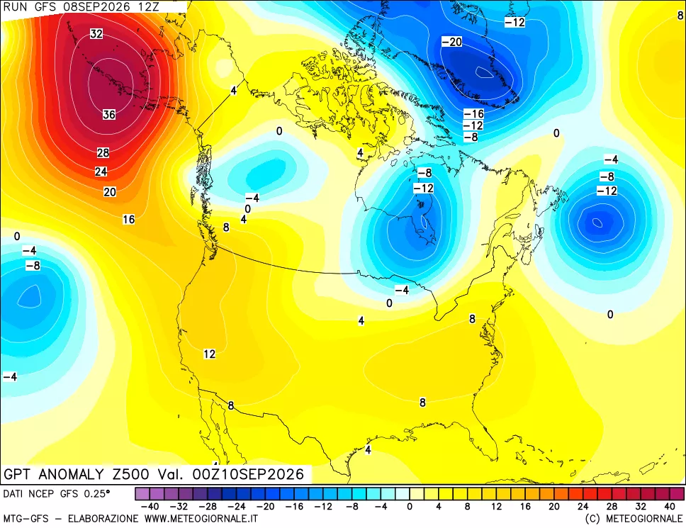 mappa 500 hPa GPT Anomaly vs Cli.No 1981-2010