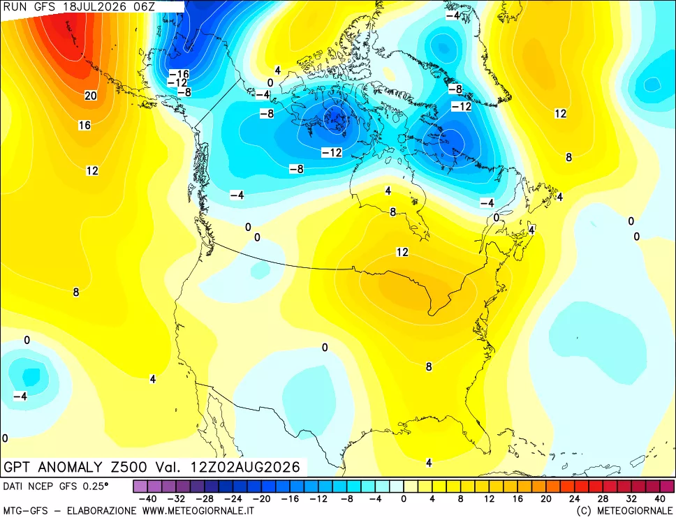 mappa 500 hPa GPT Anomaly vs Cli.No 1981-2010