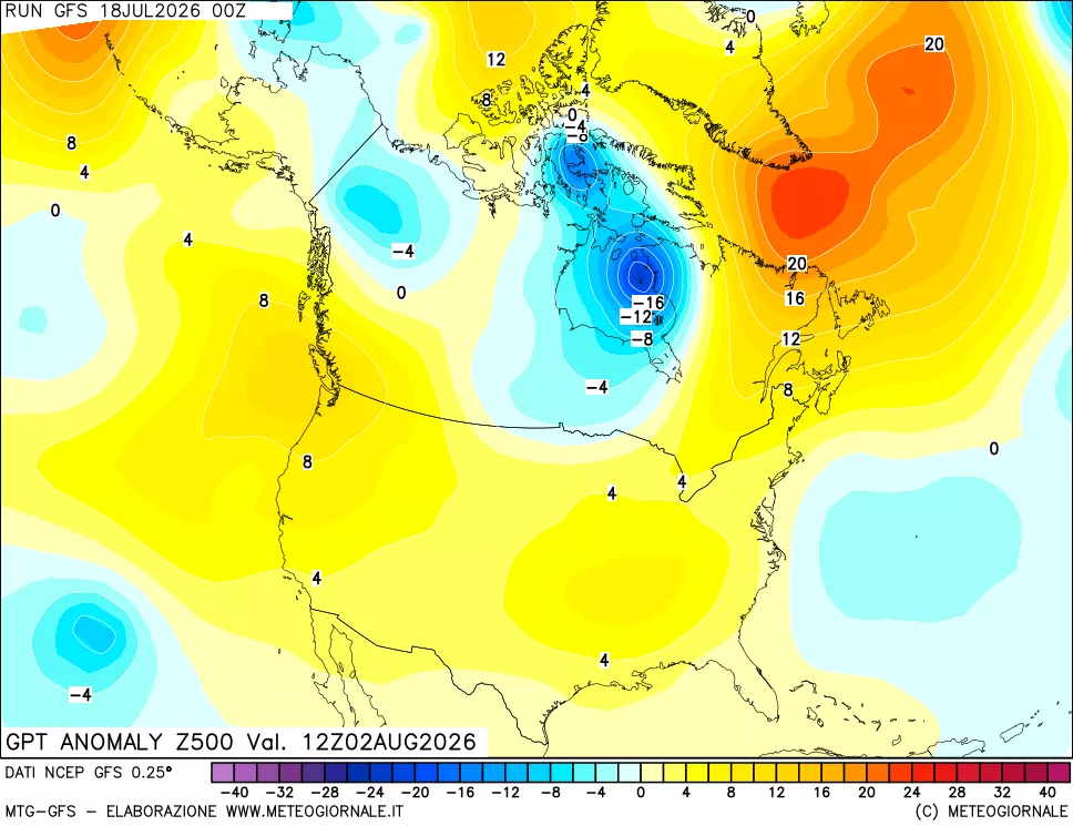 mappa 500 hPa GPT Anomaly vs Cli.No 1981-2010
