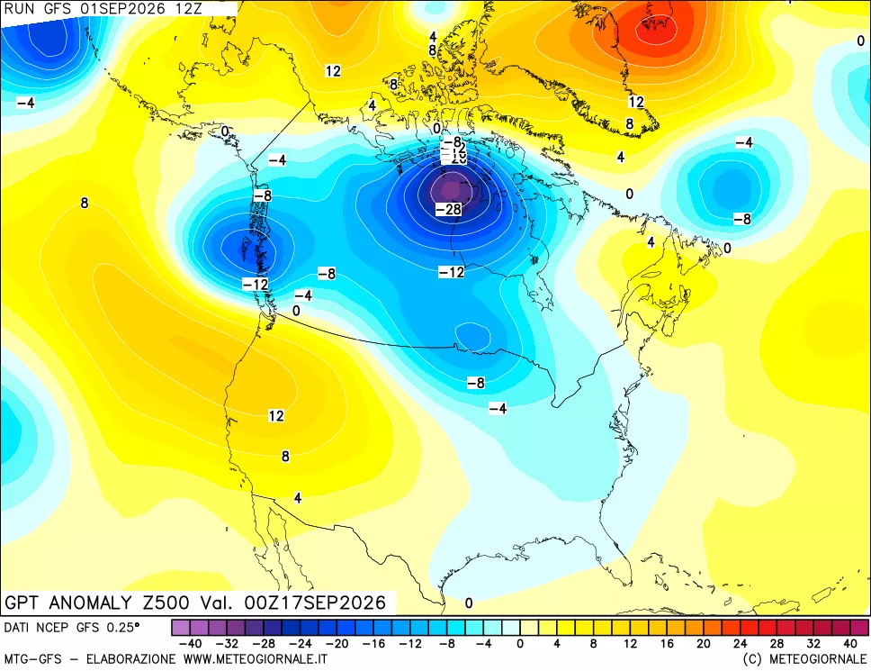 mappa 500 hPa GPT Anomaly vs Cli.No 1981-2010