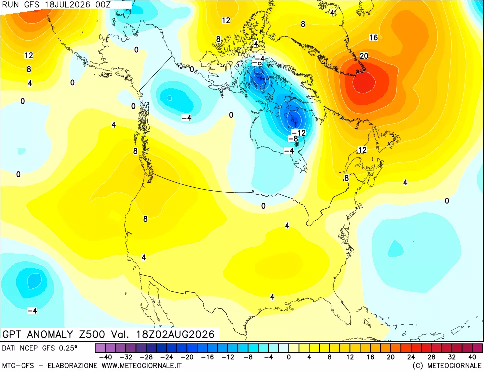 mappa 500 hPa GPT Anomaly vs Cli.No 1981-2010