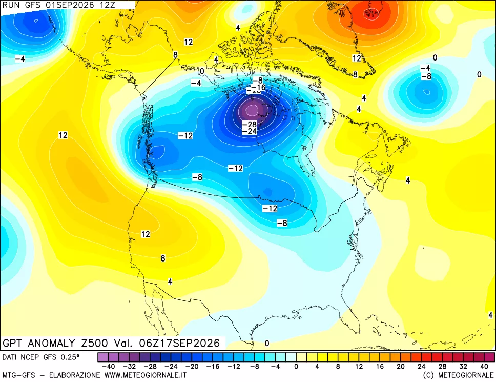 mappa 500 hPa GPT Anomaly vs Cli.No 1981-2010