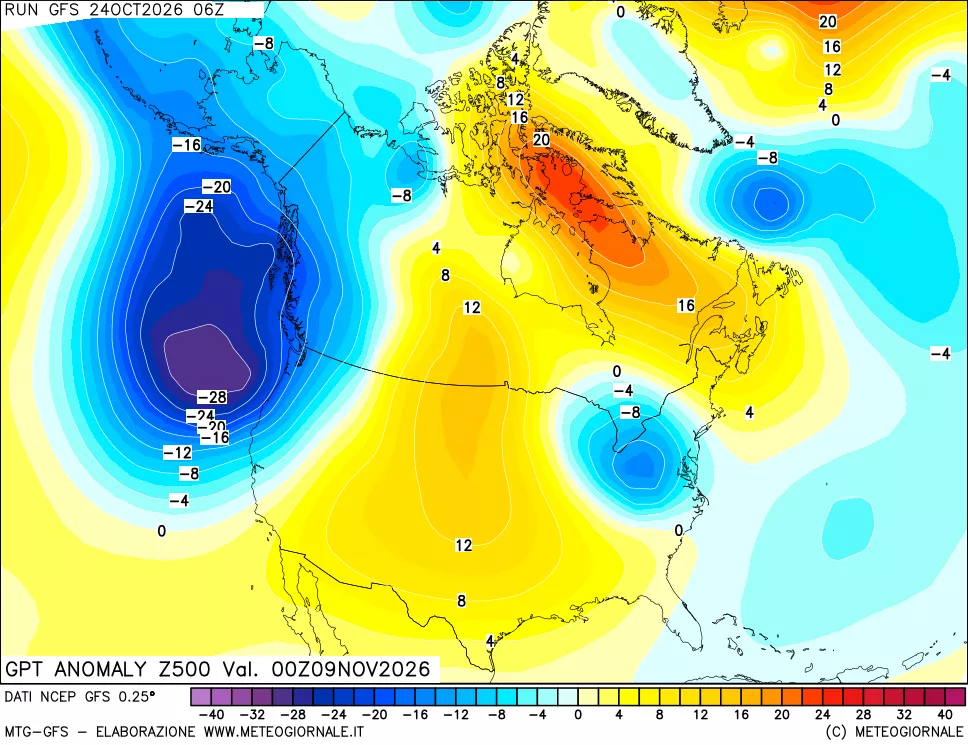 mappa 500 hPa GPT Anomaly vs Cli.No 1981-2010