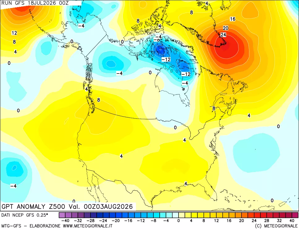 mappa 500 hPa GPT Anomaly vs Cli.No 1981-2010