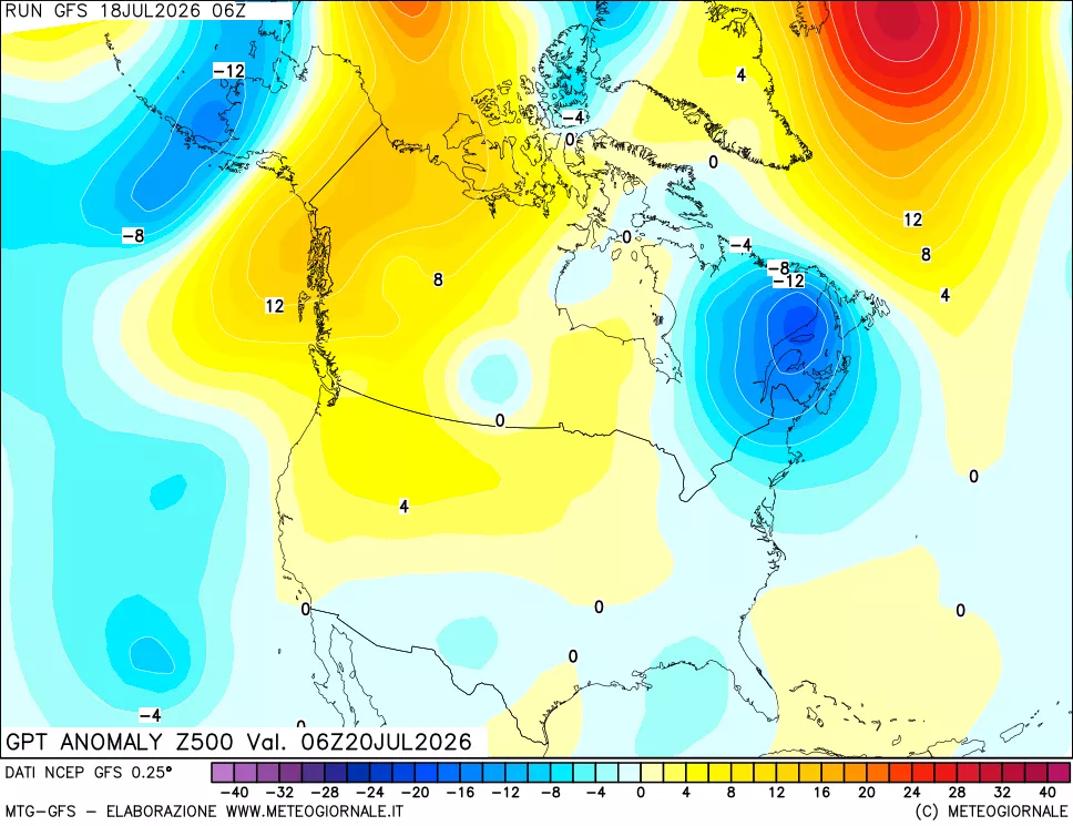 mappa 500 hPa GPT Anomaly vs Cli.No 1981-2010