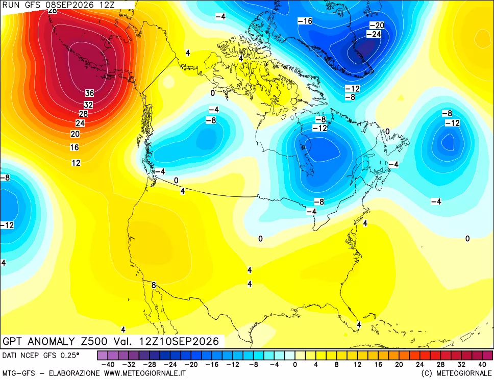 mappa 500 hPa GPT Anomaly vs Cli.No 1981-2010