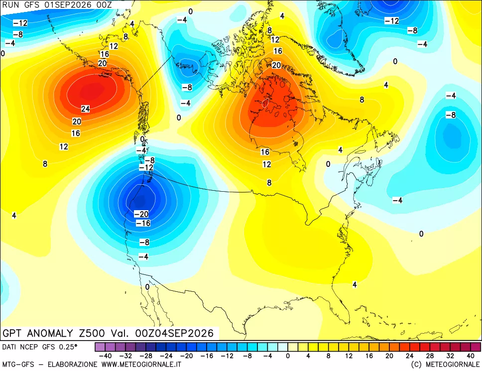 mappa 500 hPa GPT Anomaly vs Cli.No 1981-2010
