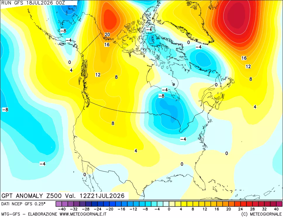 mappa 500 hPa GPT Anomaly vs Cli.No 1981-2010