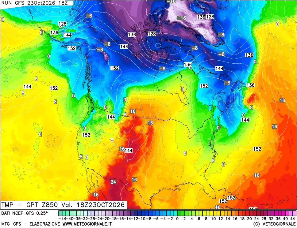 mappa 850 hPa Temp + GPT