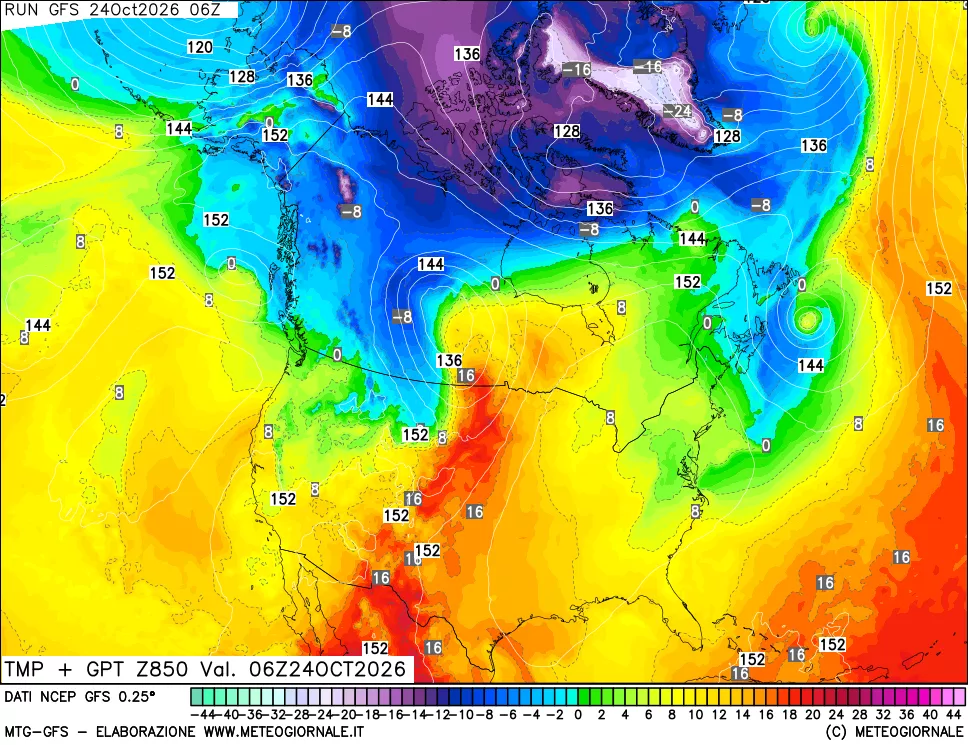 mappa 850 hPa Temp + GPT