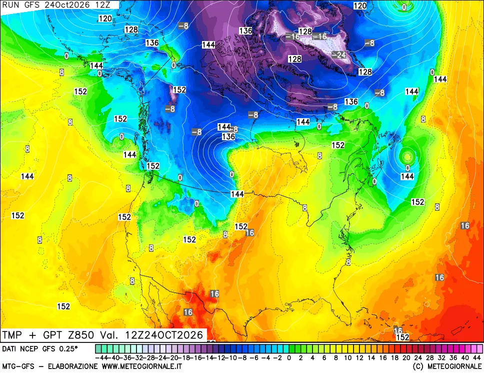 mappa 850 hPa Temp + GPT