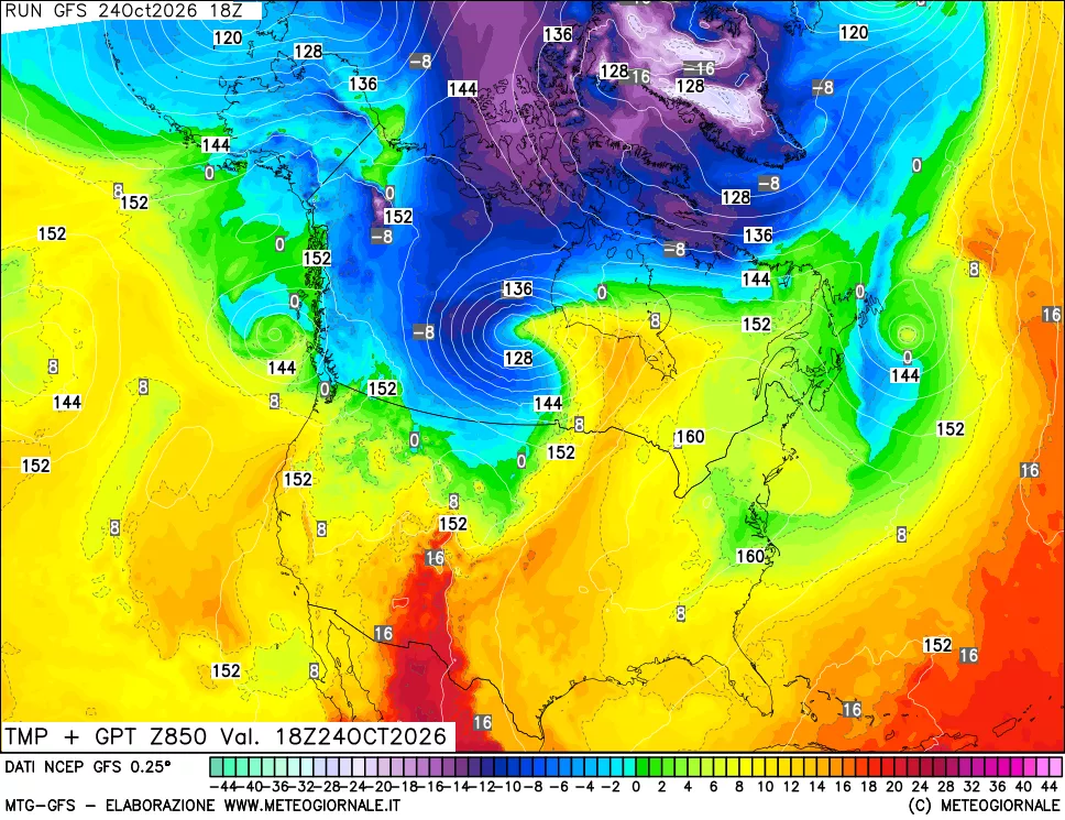 mappa 850 hPa Temp + GPT