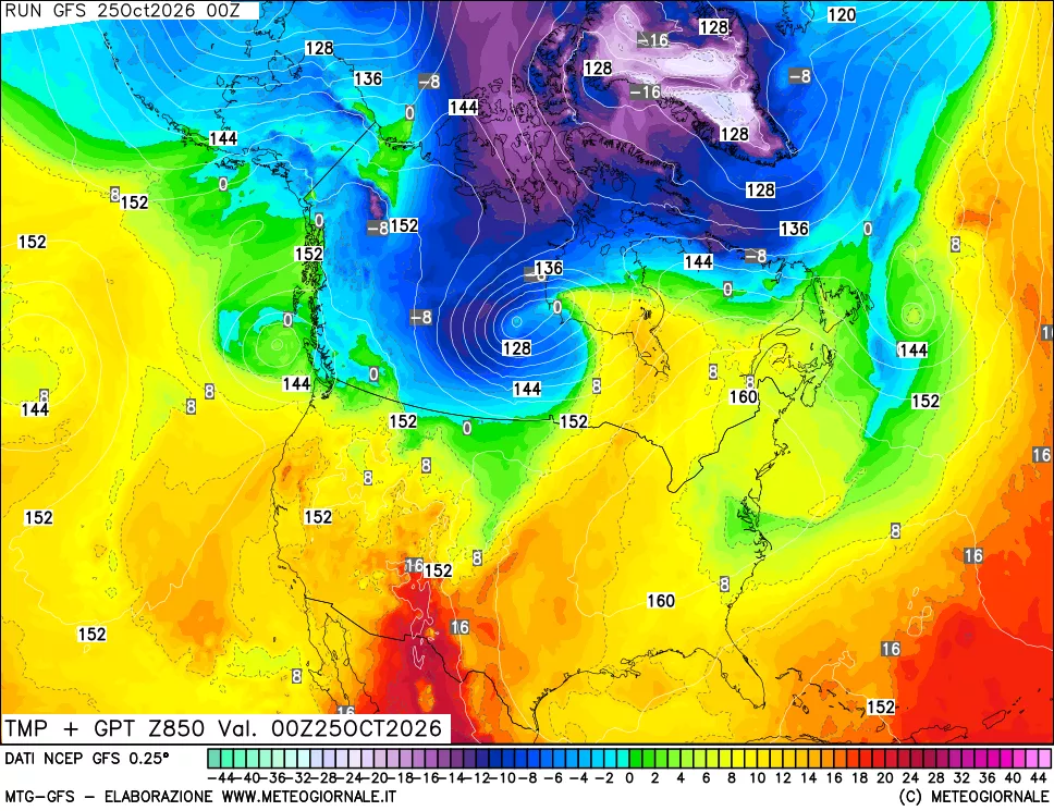 mappa 850 hPa Temp + GPT