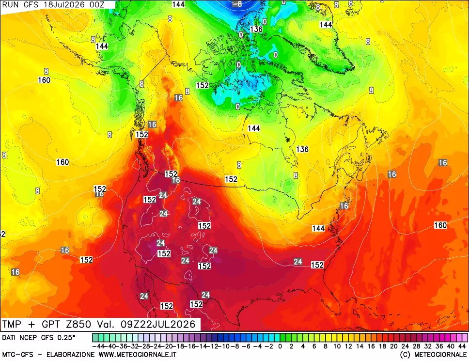 mappa 850 hPa Temp + GPT