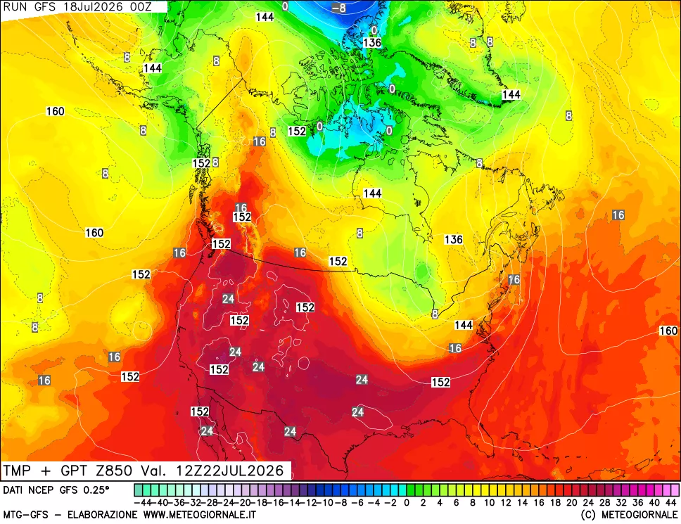 mappa 850 hPa Temp + GPT
