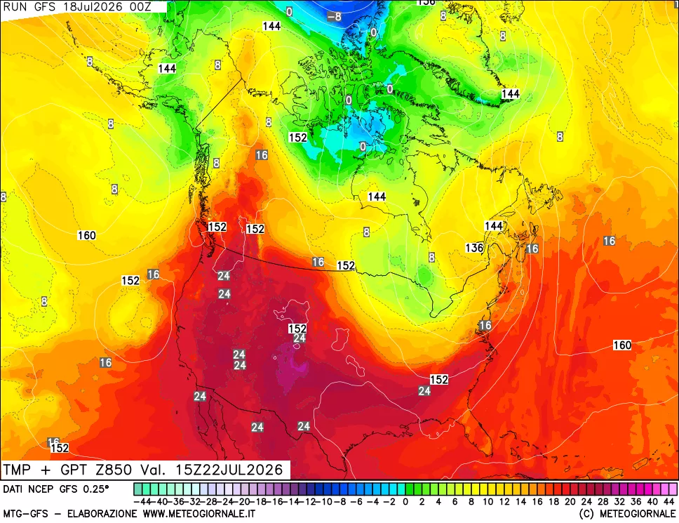 mappa 850 hPa Temp + GPT