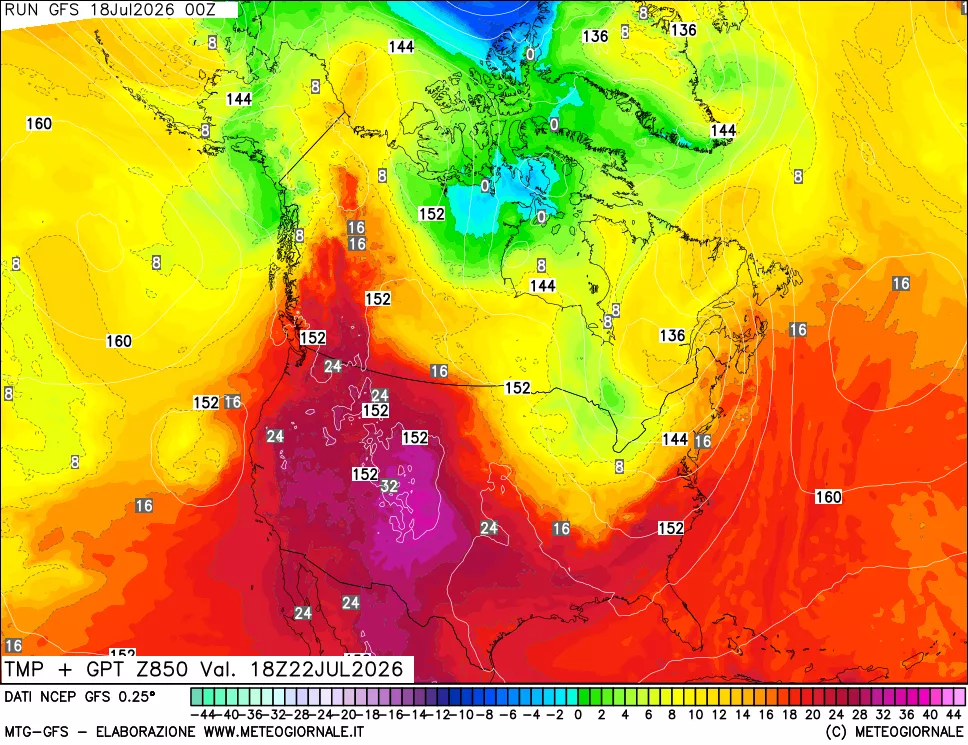 mappa 850 hPa Temp + GPT