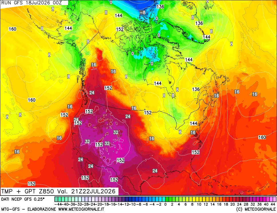 mappa 850 hPa Temp + GPT