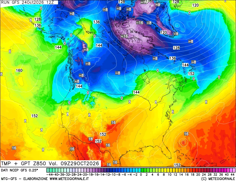 mappa 850 hPa Temp + GPT