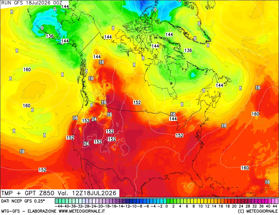 mappa 850 hPa Temp + GPT