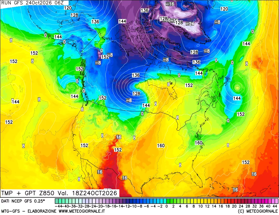 mappa 850 hPa Temp + GPT
