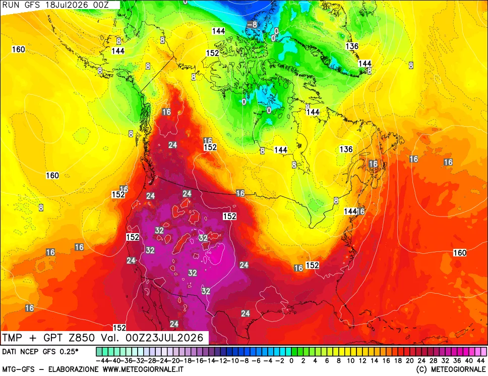 mappa 850 hPa Temp + GPT