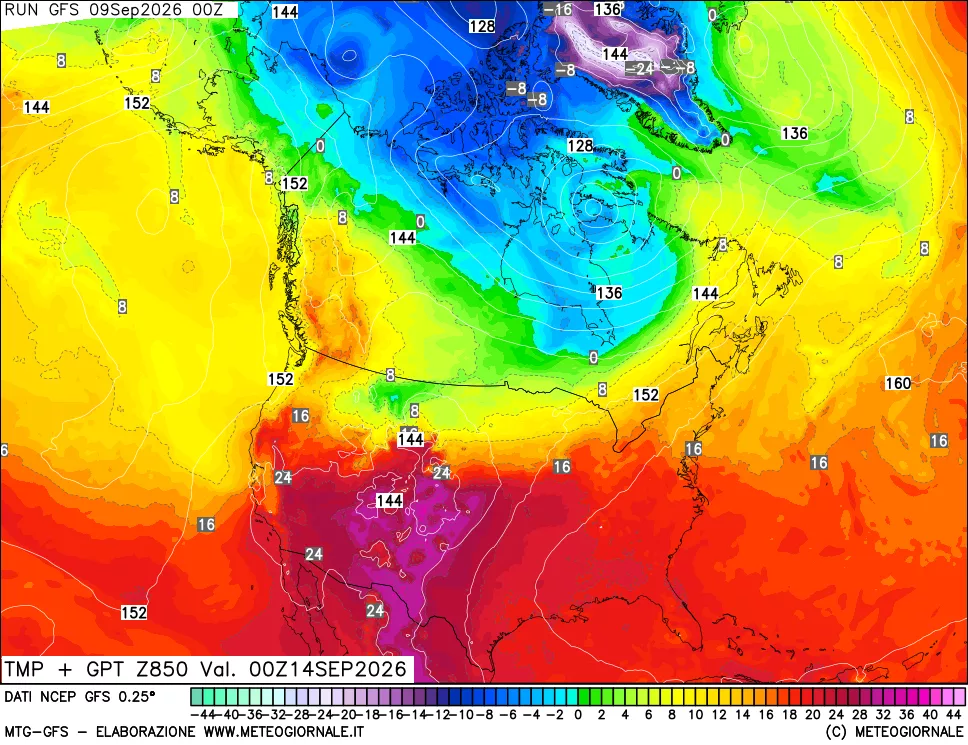mappa 850 hPa Temp + GPT