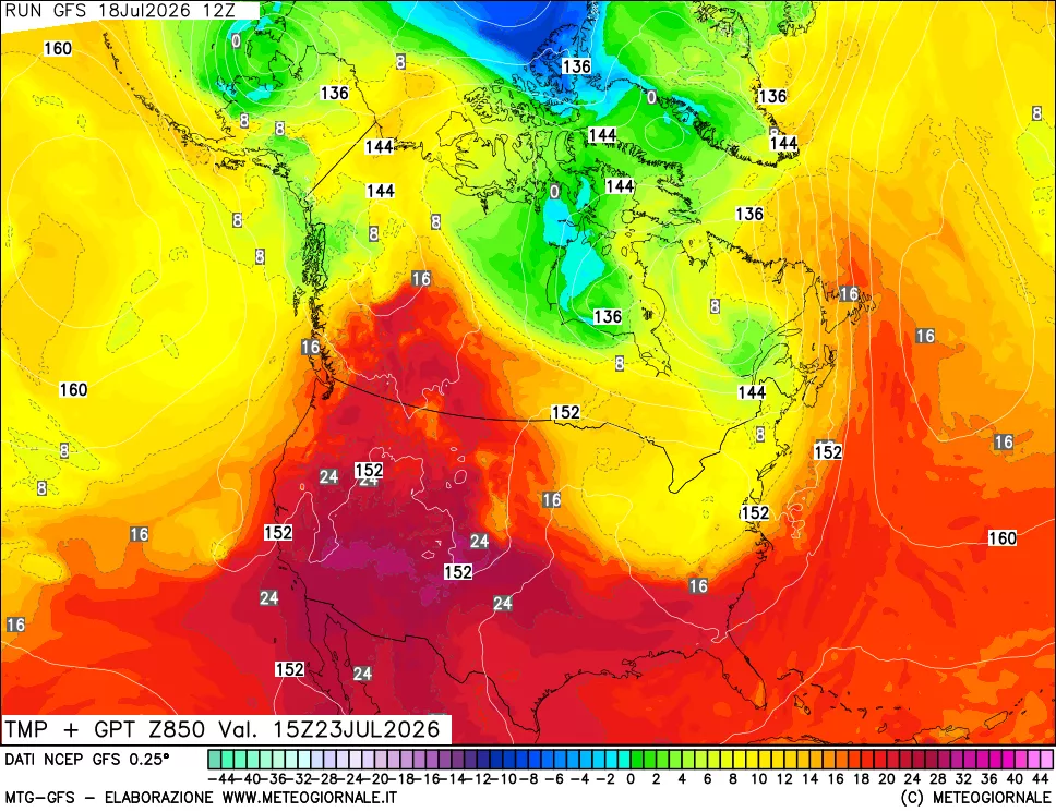 mappa 850 hPa Temp + GPT