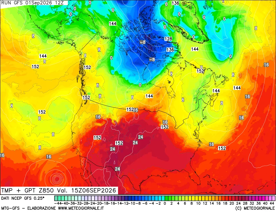 mappa 850 hPa Temp + GPT