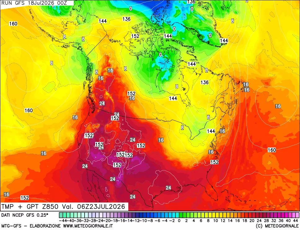 mappa 850 hPa Temp + GPT