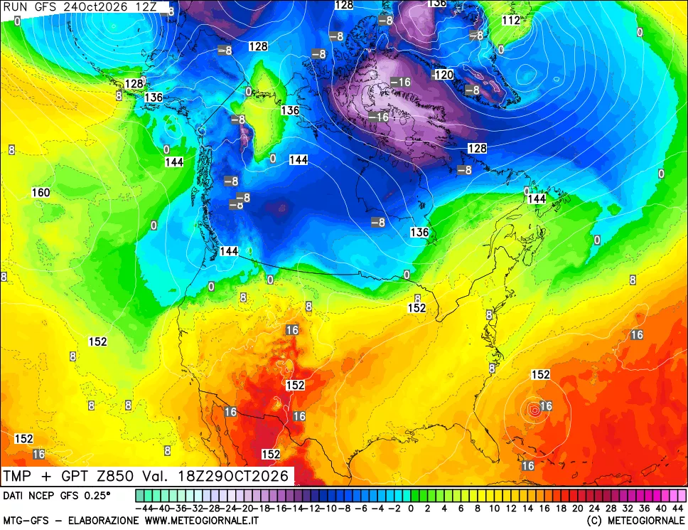 mappa 850 hPa Temp + GPT