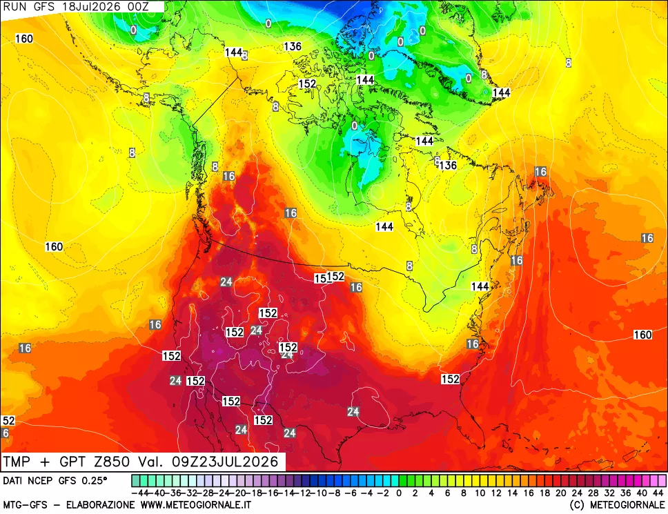mappa 850 hPa Temp + GPT