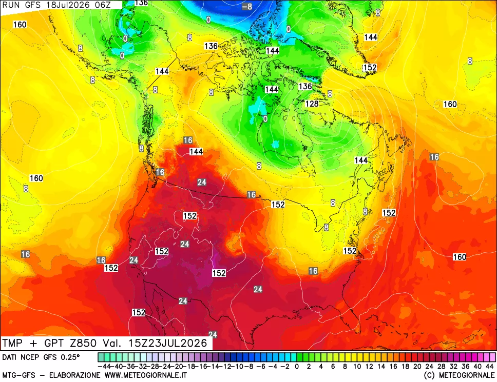 mappa 850 hPa Temp + GPT