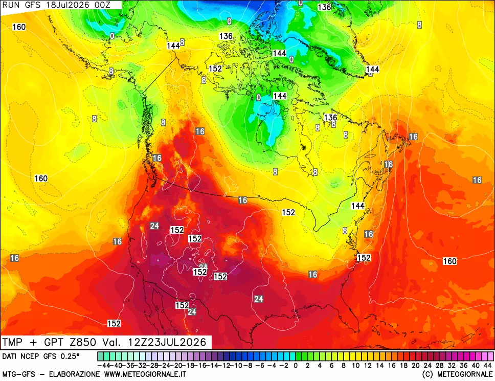 mappa 850 hPa Temp + GPT