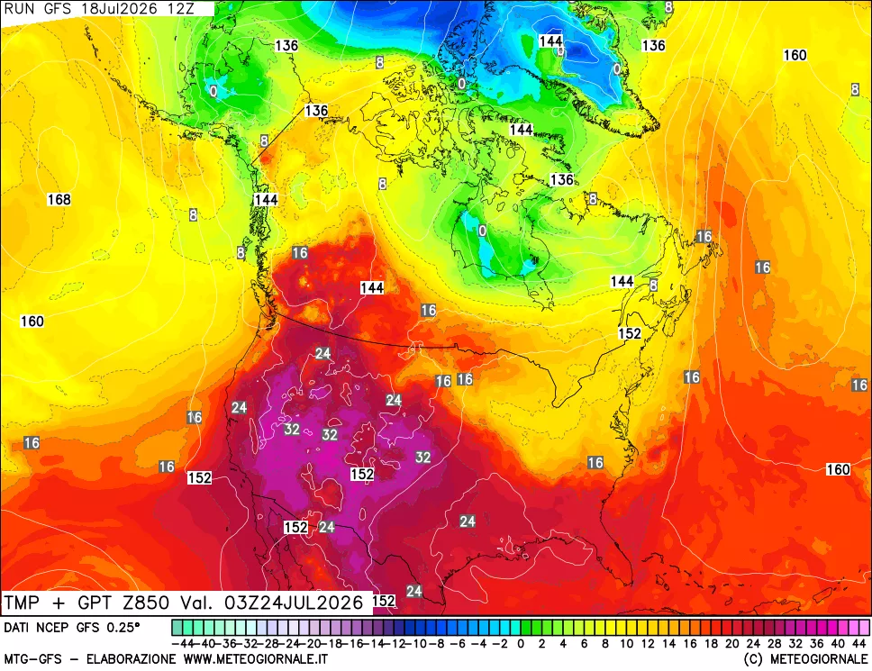 mappa 850 hPa Temp + GPT