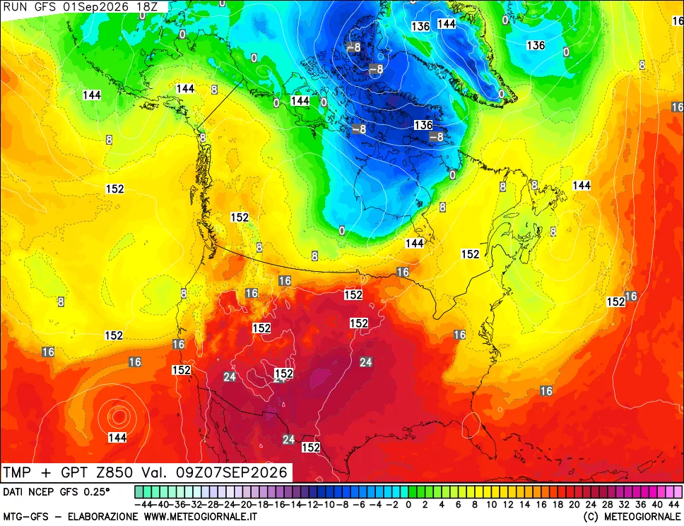 mappa 850 hPa Temp + GPT