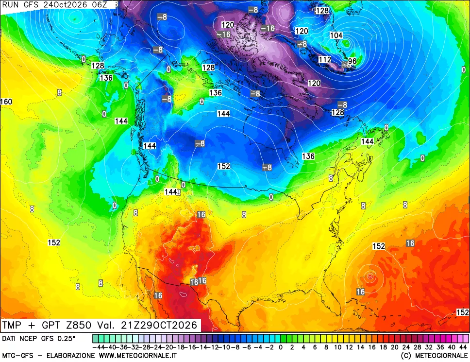 mappa 850 hPa Temp + GPT