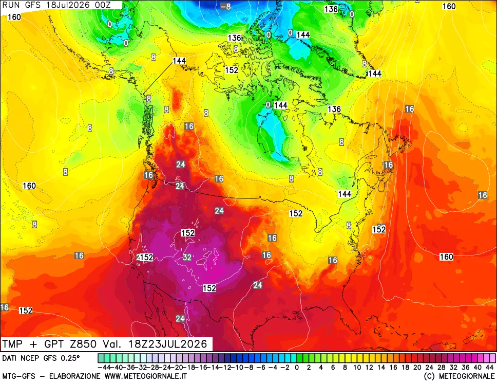mappa 850 hPa Temp + GPT