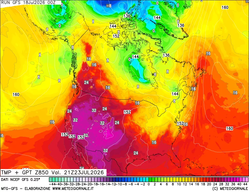 mappa 850 hPa Temp + GPT