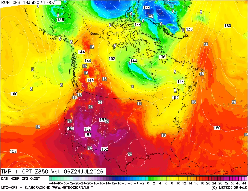 mappa 850 hPa Temp + GPT