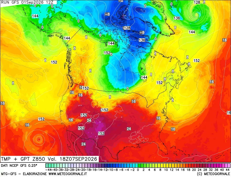 mappa 850 hPa Temp + GPT