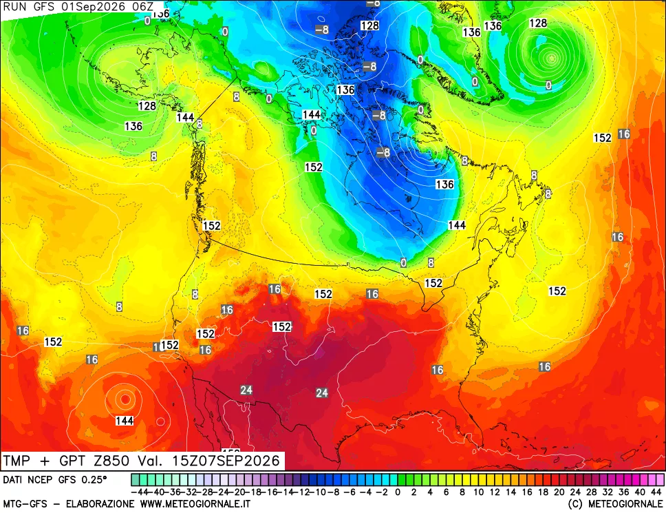 mappa 850 hPa Temp + GPT