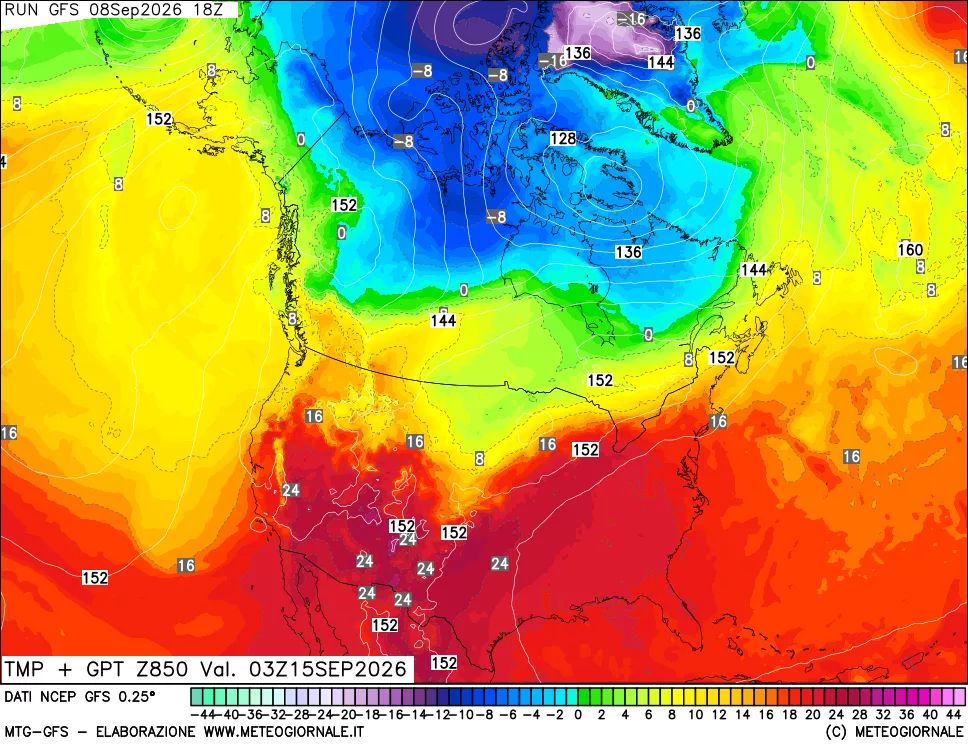 mappa 850 hPa Temp + GPT